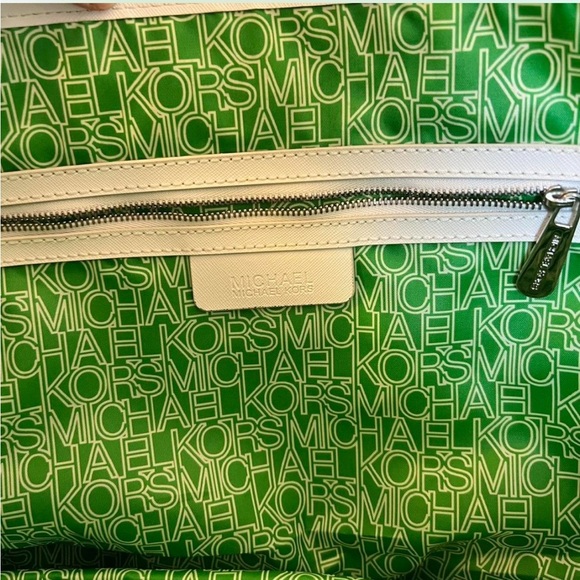 Michael Kors Green White Polka Dot Tote Bag Shoulder Purse - Picture 5 of 9